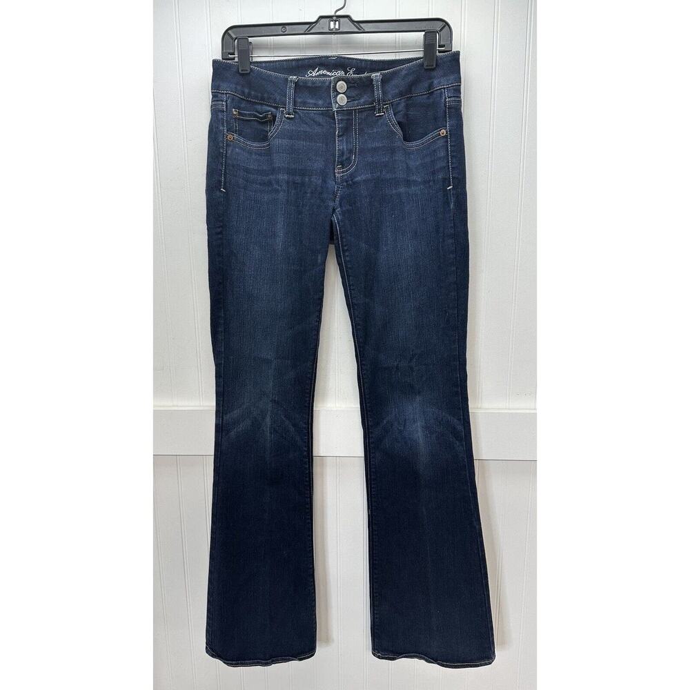 American Eagle Jeans Womens 8 Long Blue Artist Flare Bootcut Super Stretch Denim